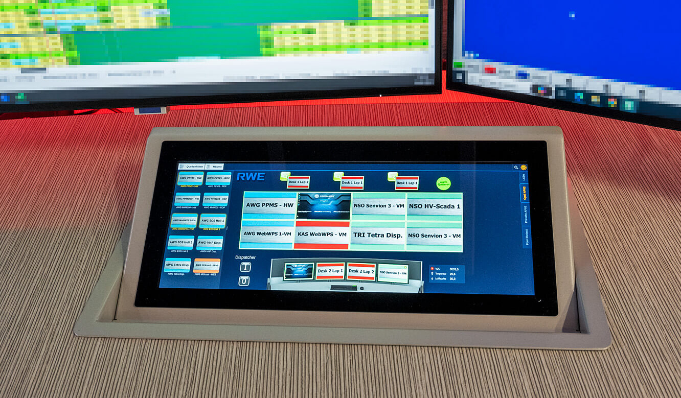 JST Leitstand Windpark RWE Helgoland - Bediener-Plattform myGUI wird auf dem CommandPad angezeigt